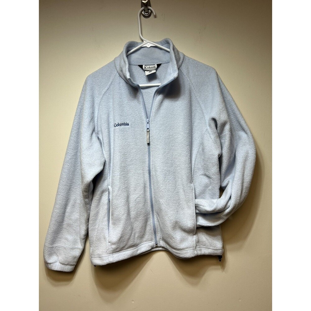 Columbia Women's Icy Baby Blue Fleece Full Zip Hooded Jacket Size L